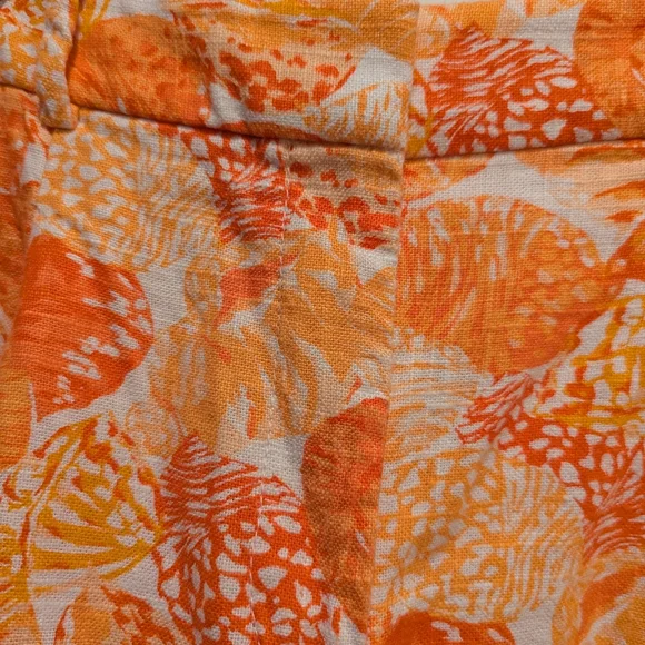 LOFT The Peyton Bermuda Shorts Linen Blend Baked Gold White Orange Size 8 NWOT - Picture 7 of 15